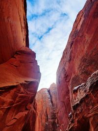 Low angle view of rock formations