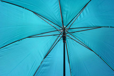 Full frame shot of open turquoise umbrella