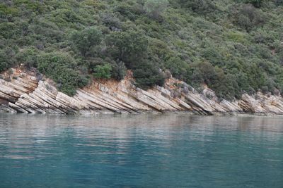 View of swimming pool in sea