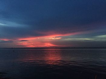 Scenic view of sea against cloudy sky