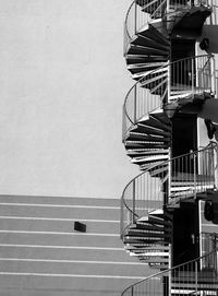 Low angle view of spiral staircase against building