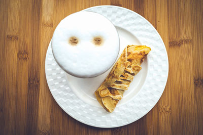 High angle view of breakfast on table