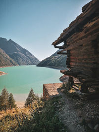 Scenic view of sea against clear sky