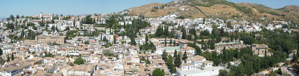 High angle view of residential district