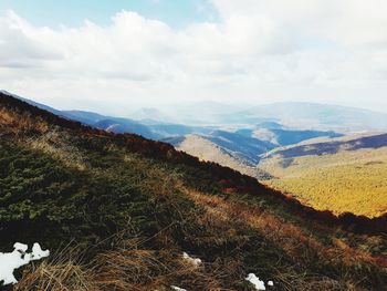 Scenic view of mountains against sky