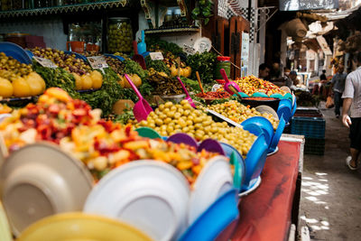 Various fruits for sale at market stall