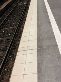 High angle view of railroad station platform