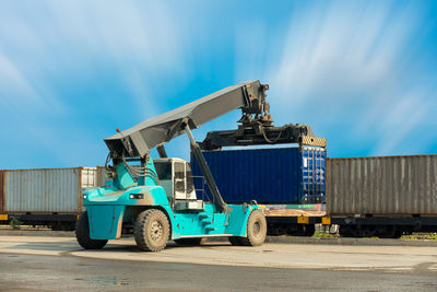 Freight transportation against blue sky