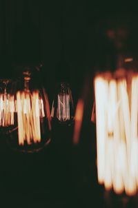 Close-up of illuminated lighting equipment