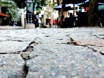 Surface level of cobblestone street