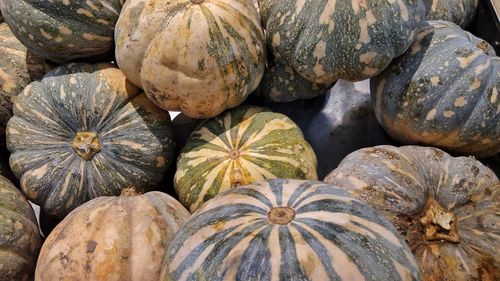 Full frame shot of pumpkins at market