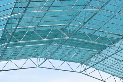 Low angle view of glass roof against sky