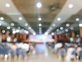 Defocused image of illuminated lights at airport