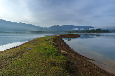 Scenic view of lake against sky