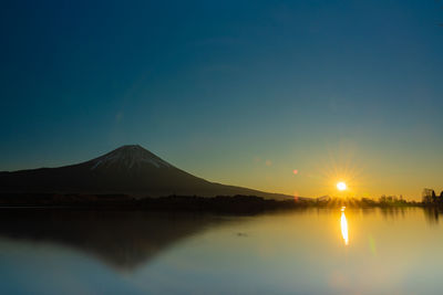 Scenic view of mountains against sky during sunset