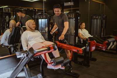 Man exercising in gym