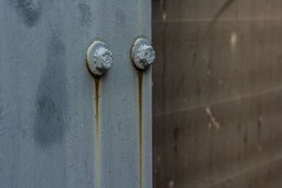 Close-up of rusty metal on wall