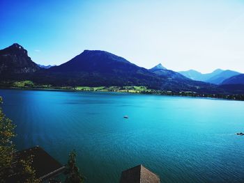 Scenic view of lake against clear sky