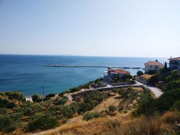 Scenic view of sea against clear sky