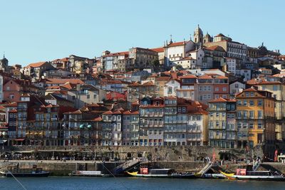 Cityscape against clear sky