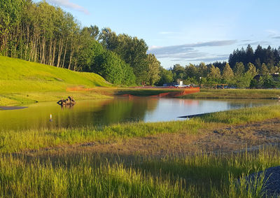 Scenic view of lake against sky