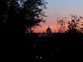 Silhouette of church at sunset