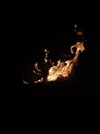 Close-up of bonfire against black background