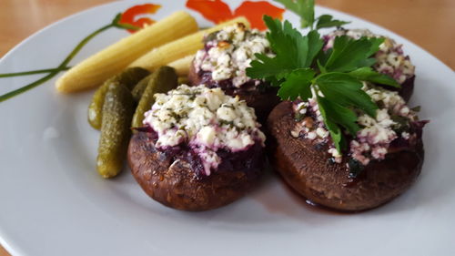 Close-up of meal served in plate