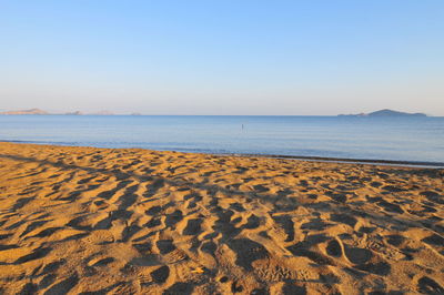 Scenic view of sea against clear sky