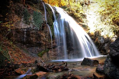 Scenic view of waterfall