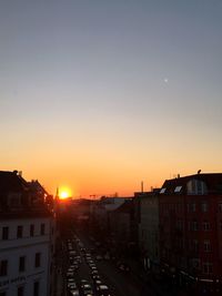 Buildings at sunset