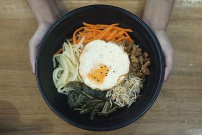 High angle view of food in bowl