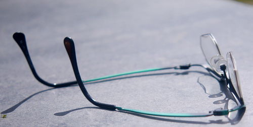 High angle view of eyeglasses on floor