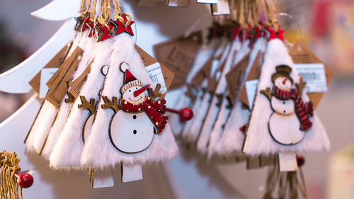 Close-up of christmas decorations for sale in market