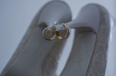 Close-up of rings on stilettos