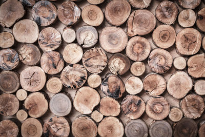 Full frame shot of logs in forest