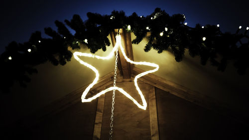 Low angle view of illuminated building