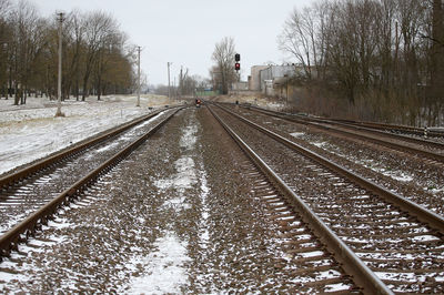 Railroad tracks in winter