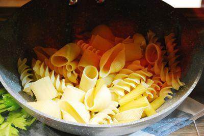 High angle view of food on table