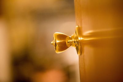 Close-up of gold doorknob