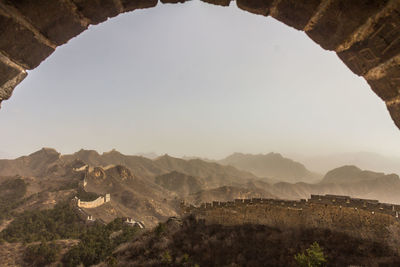 Scenic view of mountains against clear sky