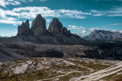 Scenic view of rocky mountains against sky