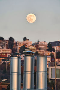 Chimney and moon in bratislava, slovakia