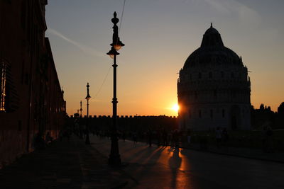 View of buildings at sunset