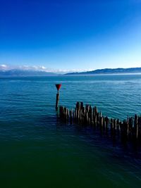 Scenic view of sea against clear sky