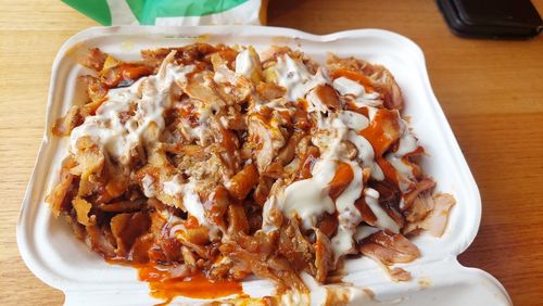 Close-up of food in plate on table
