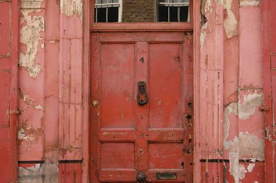 Built structure with closed door