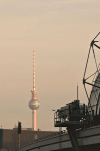 Communications tower in city