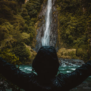 Scenic view of waterfall in forest