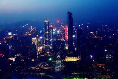 City lit up at night